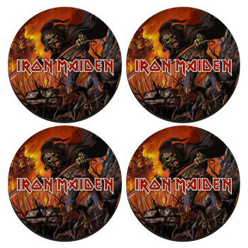 Iron maiden From Fear to Eternity, SET of 4 round wooden coasters (9cm)