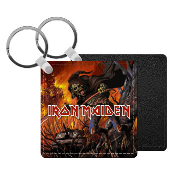 Iron maiden From Fear to Eternity, Μπρελόκ Δερματίνη, τετράγωνο ΜΑΥΡΟ (5x5cm)