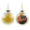 Transparent Christmas tree ball ornament with gold filling 8cm