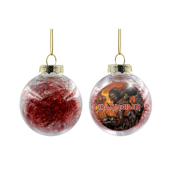 Iron maiden From Fear to Eternity, Χριστουγεννιάτικη μπάλα δένδρου διάφανη με κόκκινο γέμισμα 8cm