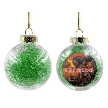 Iron maiden From Fear to Eternity, Στολίδι Χριστουγεννιάτικη μπάλα δένδρου διάφανη με πράσινο γέμισμα 8cm