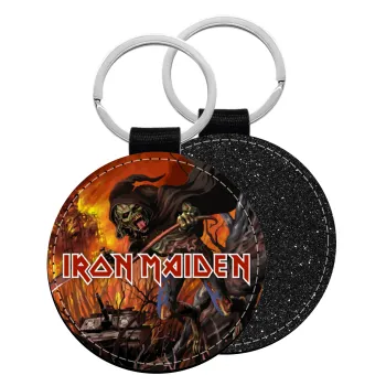 Iron maiden From Fear to Eternity, Μπρελόκ Δερματίνη, στρογγυλό ΜΑΥΡΟ (5cm)
