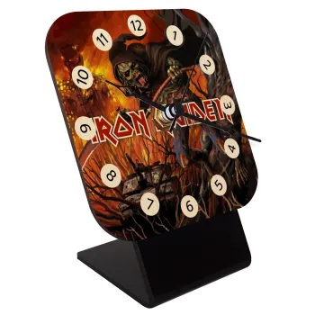 Iron maiden From Fear to Eternity, Quartz Table clock in natural wood (10cm)