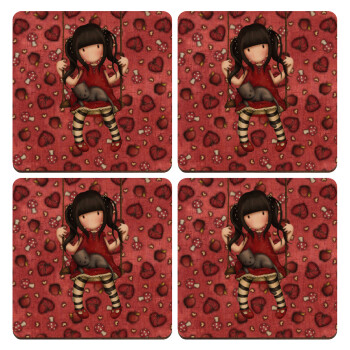 Santoro, ΣΕΤ x4 Σουβέρ ξύλινα τετράγωνα plywood (9cm)