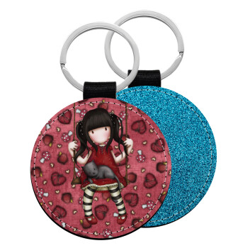 Santoro, Μπρελόκ Δερματίνη, στρογγυλό ΜΠΛΕ (5cm)