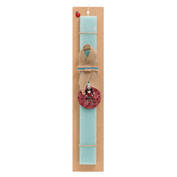 Santoro, Easter Set, wooden keychain & aromatic flat Easter candle (30cm) (TURQUOISE)