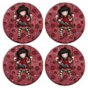 SET of 4 round wooden coasters (9cm)