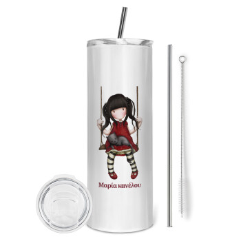 Santoro, Tumbler ποτήρι θερμό από ανοξείδωτο ατσάλι 600ml, με μεταλλικό καλαμάκι & βούρτσα καθαρισμού