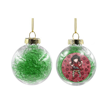 Santoro, Χριστουγεννιάτικη μπάλα δένδρου διάφανη με πράσινο γέμισμα 8cm