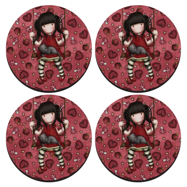 Santoro — SET of 4 round wooden coasters (9cm)
