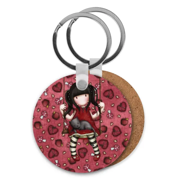 Santoro — Round wooden MDF keychain, Ø5cm