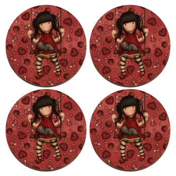 Santoro, ΣΕΤ x4 Σουβέρ ξύλινα στρογγυλά plywood (9cm)