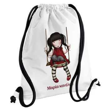 Santoro, Backpack pouch GYMBAG white, with pocket (40x48cm) & thick cords