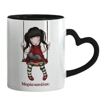 Santoro, Mug heart black handle, ceramic, 330ml