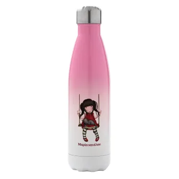 Santoro, Metal mug thermos Pink/White (Stainless steel), double wall, 500ml