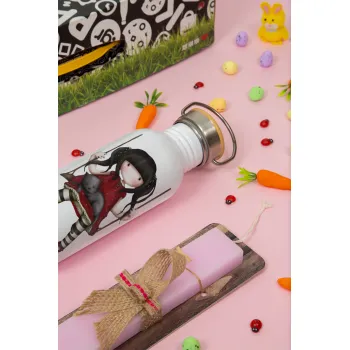 Santoro, Πασχαλινή Λαμπάδα με παγούρι μεταλλικό (620ml, stainless steel) & κερί αρωματικό πλακέ (30cm) (ΡΟΖ)