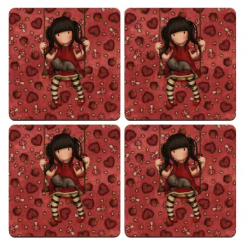 Santoro, ΣΕΤ x4 Σουβέρ ξύλινα τετράγωνα plywood (9cm)