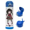Children's hot water bottle, stainless steel, with safety straw, BLUE (500ml)