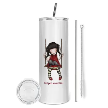 Santoro, Tumbler ποτήρι θερμό από ανοξείδωτο ατσάλι 600ml, με μεταλλικό καλαμάκι & βούρτσα καθαρισμού