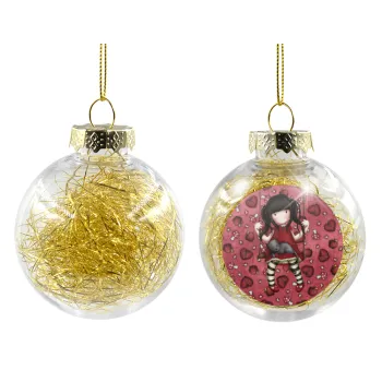 Santoro, Στολίδι Χριστουγεννιάτικη μπάλα δένδρου διάφανη με χρυσό γέμισμα 8cm