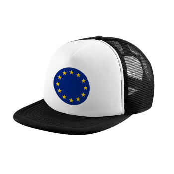 EU, Καπέλο παιδικό Soft Trucker με Δίχτυ ΜΑΥΡΟ/ΛΕΥΚΟ (POLYESTER, ΠΑΙΔΙΚΟ, ONE SIZE)