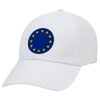 EU, Καπέλο ενηλίκων Jockey Λευκό (snapback, 5-φύλλο, unisex)