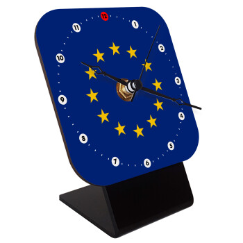 EU, Quartz Wooden table clock with hands (10cm)
