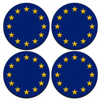 EU, SET of 4 round wooden coasters (9cm)
