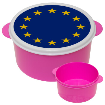 EU, ΡΟΖ παιδικό δοχείο φαγητού (lunchbox) πλαστικό (BPA-FREE) Lunch Βox M16 x Π16 x Υ8cm