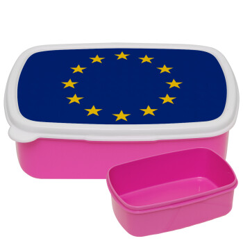 EU, ΡΟΖ παιδικό δοχείο φαγητού (lunchbox) πλαστικό (BPA-FREE) Lunch Βox M18 x Π13 x Υ6cm