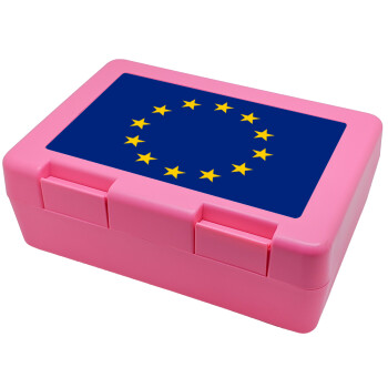 EU, Παιδικό δοχείο κολατσιού ΡΟΖ 185x128x65mm (BPA free πλαστικό)