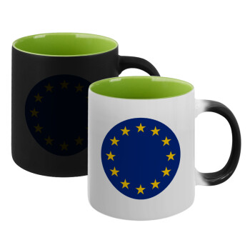 EU, Κούπα Μαγική εσωτερικό πράσινο, κεραμική 330ml που αλλάζει χρώμα με το ζεστό ρόφημα (1 τεμάχιο)