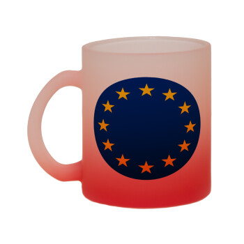 EU, Κούπα γυάλινη δίχρωμη με βάση το κόκκινο ματ, 330ml