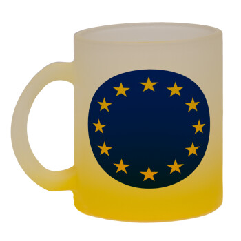 EU, Κούπα γυάλινη δίχρωμη με βάση το κίτρινο ματ, 330ml