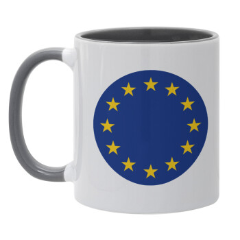 EU, Κούπα χρωματιστή γκρι, κεραμική, 330ml
