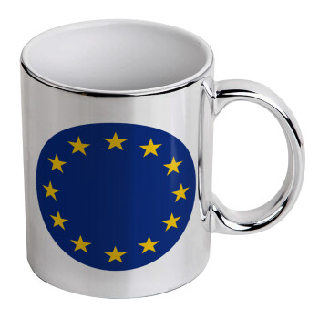 EU, Mug ceramic, silver mirror, 330ml