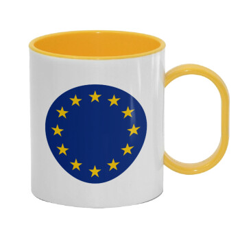 EU, Κούπα (πλαστική) (BPA-FREE) Polymer Κίτρινη για παιδιά, 330ml