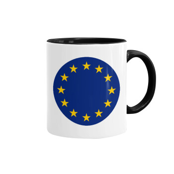 EU, Κούπα χρωματιστή μαύρη, κεραμική, 330ml