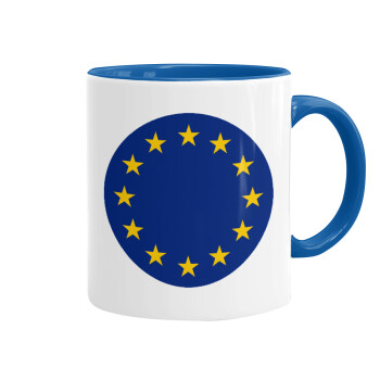EU, Κούπα χρωματιστή μπλε, κεραμική, 330ml