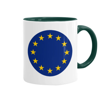 EU, Κούπα χρωματιστή πράσινη, κεραμική, 330ml