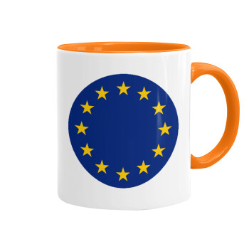 EU, Κούπα χρωματιστή πορτοκαλί, κεραμική, 330ml