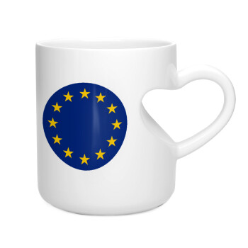 EU, Κούπα καρδιά λευκή, κεραμική, 330ml