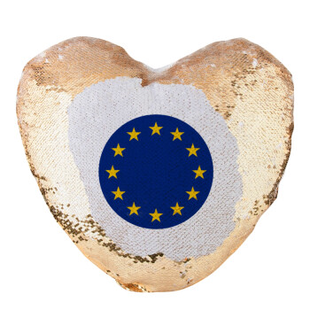 EU, Μαξιλάρι καναπέ καρδιά Μαγικό Χρυσό με πούλιες 40x40cm περιέχεται το  γέμισμα
