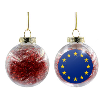 EU, Χριστουγεννιάτικη μπάλα δένδρου διάφανη με κόκκινο γέμισμα 8cm