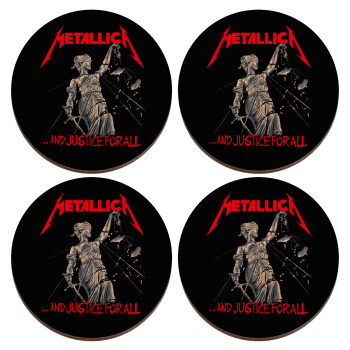 Metallica and justice for all, ΣΕΤ x4 Σουβέρ ξύλινα στρογγυλά plywood (9cm)