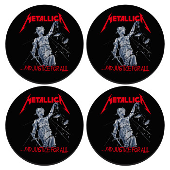 Metallica and justice for all, SET of 4 round wooden coasters (9cm)