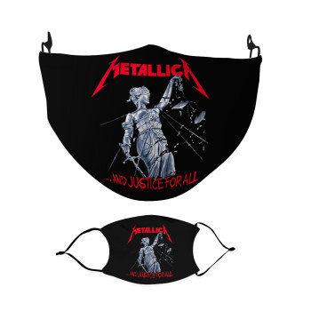 Metallica and justice for all, Μάσκα υφασμάτινη Ενηλίκων πολλαπλών στρώσεων με υποδοχή φίλτρου