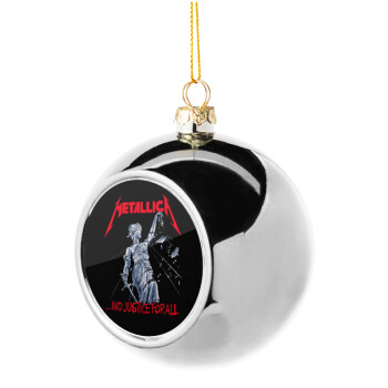 Metallica and justice for all, Χριστουγεννιάτικη μπάλα δένδρου Ασημένια 8cm