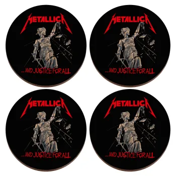 Metallica and justice for all, ΣΕΤ x4 Σουβέρ ξύλινα στρογγυλά plywood (9cm)