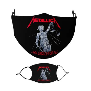 Metallica and justice for all, Μάσκα υφασμάτινη Ενηλίκων πολλαπλών στρώσεων με υποδοχή φίλτρου